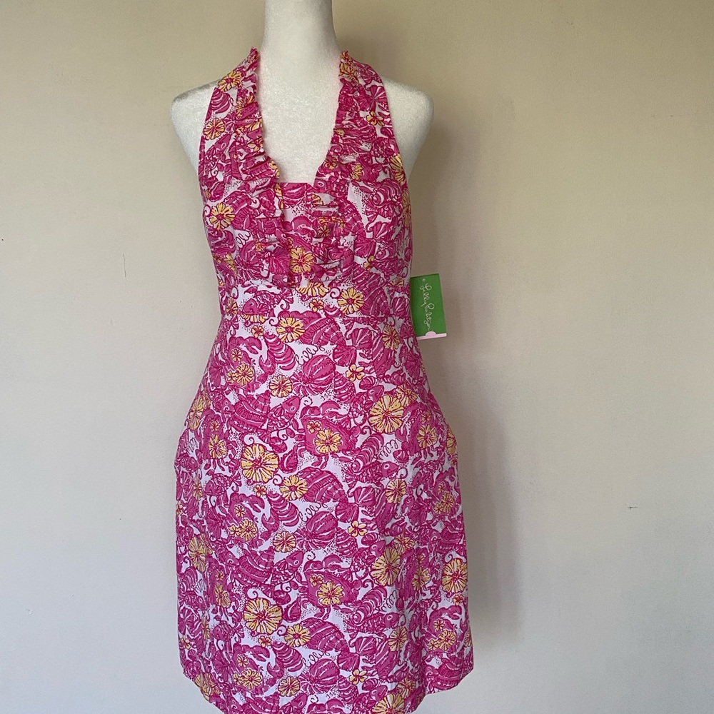 Lilly Pulitzer Lavin Resort White Chum Bucket Ruffle Halter Dress 4